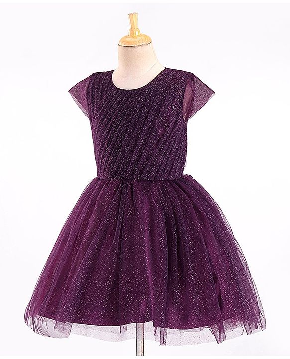 Pine Kids Half Sleeves Shimmered Party Wear Dress - Wine