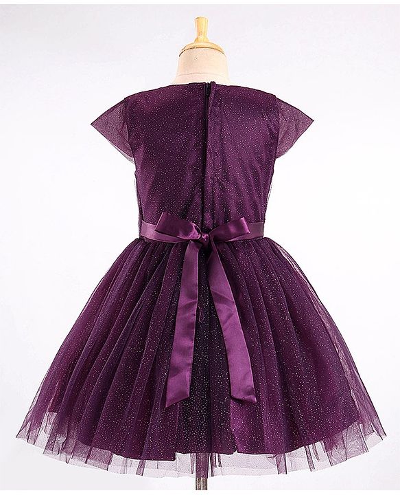 Pine Kids Half Sleeves Shimmered Party Wear Dress - Wine