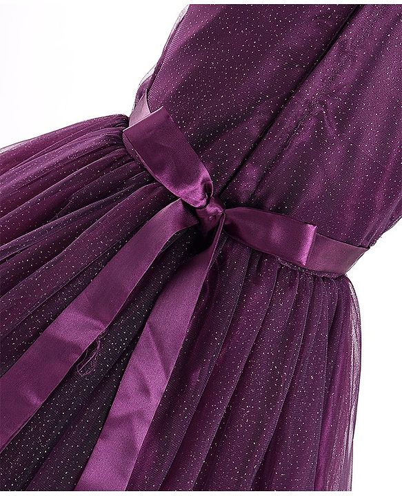 Pine Kids Half Sleeves Shimmered Party Wear Dress - Wine