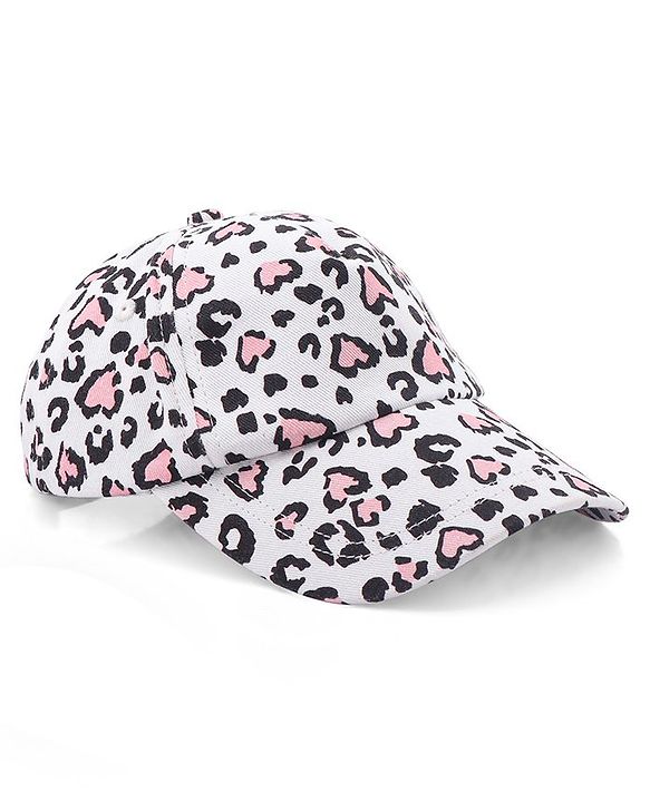 Babyhug Cotton Leopard Print Summer Cap - White & Pink