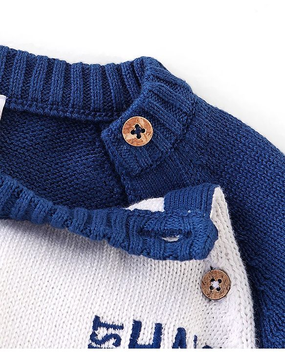 Babyhug Full Sleeves Sweater Set with Cap Colour Block & Text Design - Multicolour