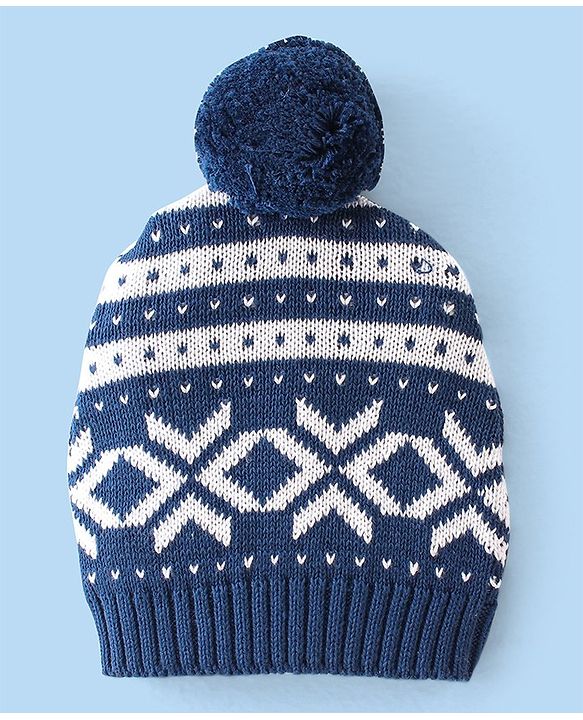 Babyhug Knitted Full Sleeves Sweater Set with Intarsia Design - Blue Red & White main image 1