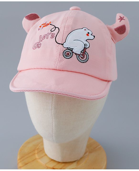 Babyhug Free Size Baseball Cap with Horn Design - Pink