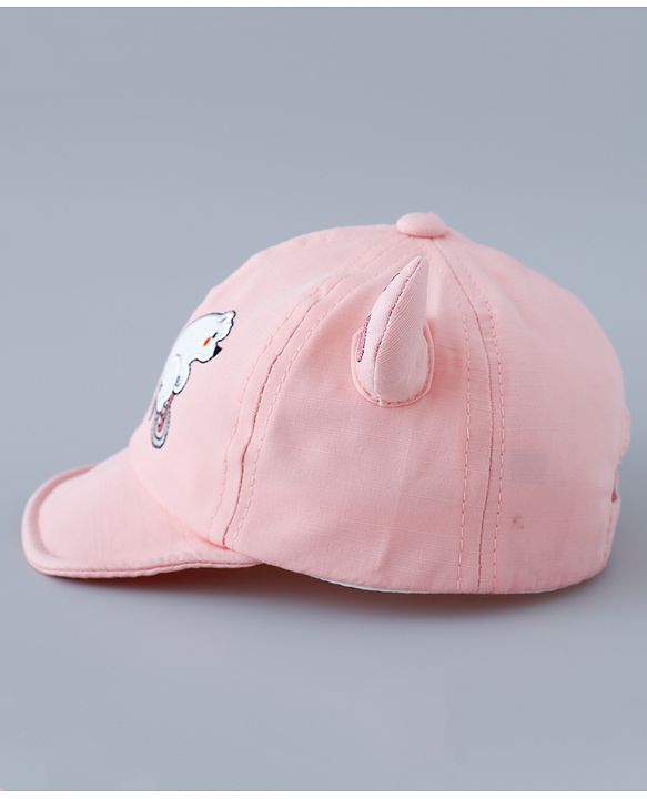 Babyhug Free Size Baseball Cap with Horn Design - Pink