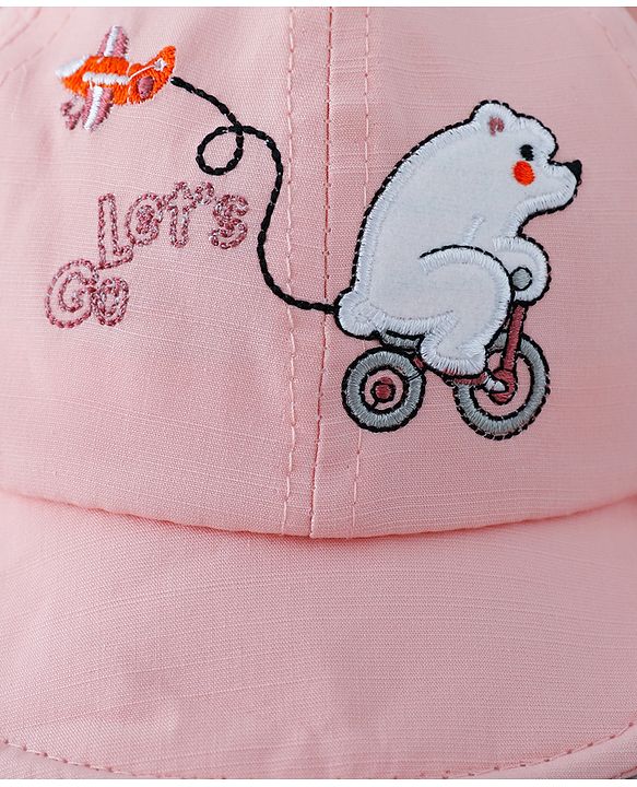 Babyhug Free Size Baseball Cap with Horn Design - Pink