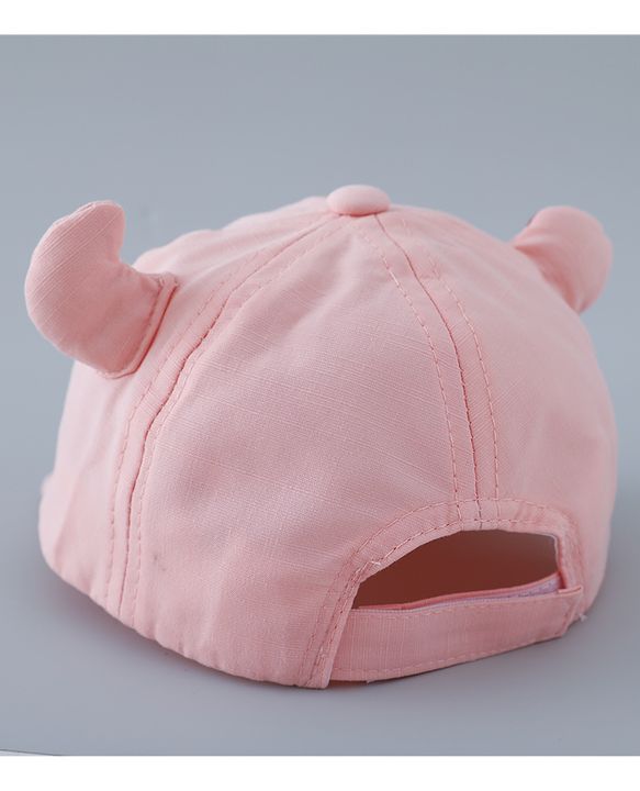 Babyhug Free Size Baseball Cap with Horn Design - Pink