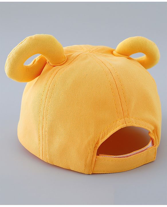 Babyhug Cotton Baseball Cap With Frog Applique - Yellow