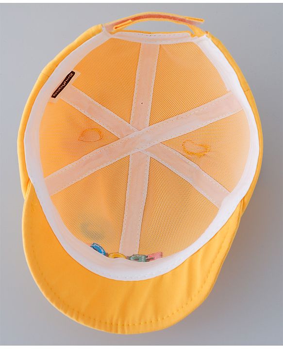 Babyhug Cotton Baseball Cap With Frog Applique - Yellow