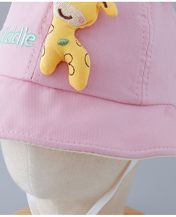 Babyhug Cotton Free Size Bucket Hat with Reindeer Applique - Pink
