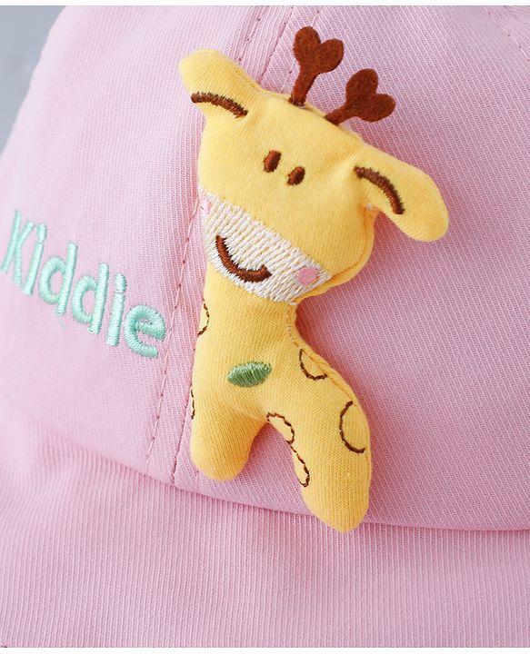 Babyhug Cotton Free Size Bucket Hat with Reindeer Applique - Pink