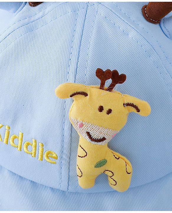 Babyhug Cotton Free Size Bucket Hat with Reindeer Applique - Blue