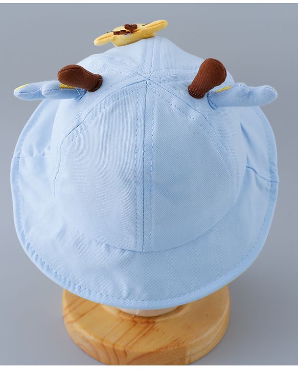 Babyhug Cotton Free Size Bucket Hat with Reindeer Applique - Blue