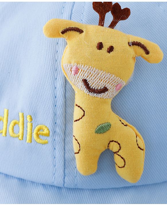 Babyhug Cotton Free Size Bucket Hat with Reindeer Applique - Blue