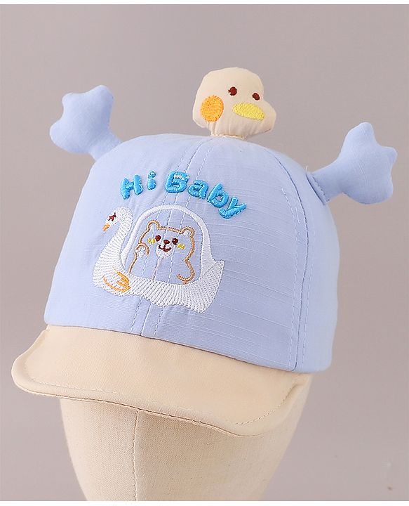 Babyhug Cotton Baseball Cap Bear Embroidery and Duck Design - Yellow