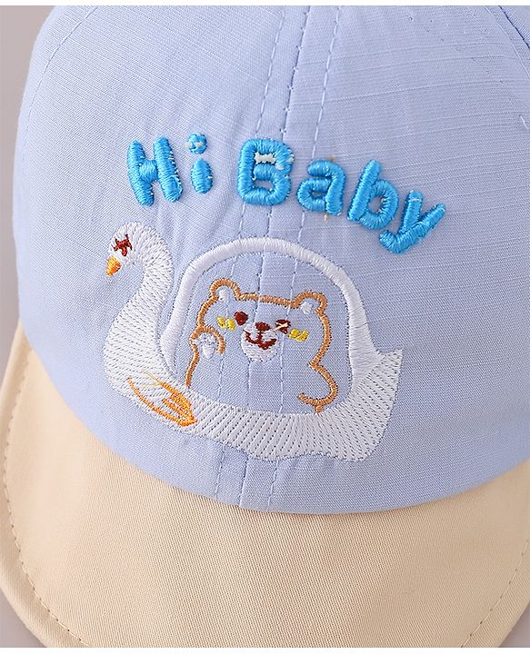 Babyhug Cotton Baseball Cap Bear Embroidery and Duck Design - Yellow