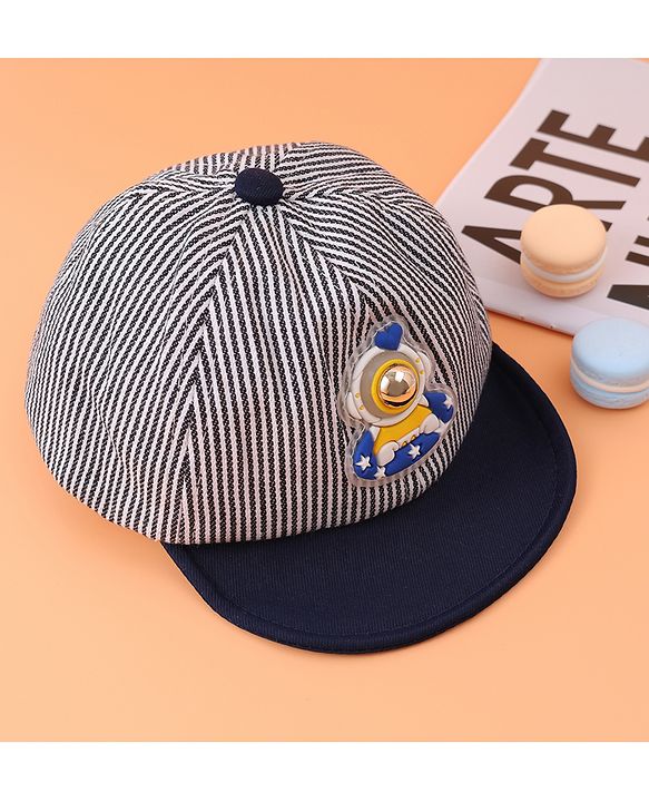 Babyhug Cotton Baseball Summer Cap with Bear Applique - Navy Blue