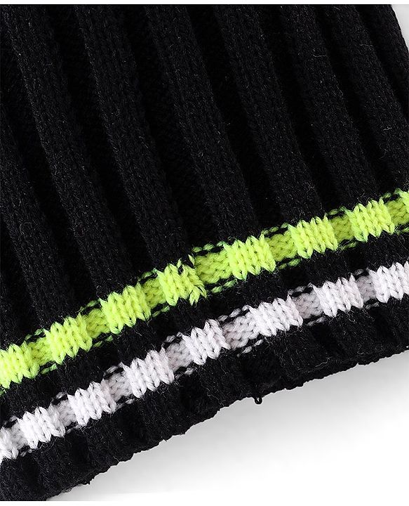 Pine Kids Cable Knit Design Woollen Cap Black - Diameter 13 cm