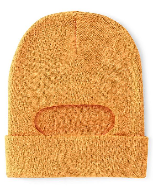 Pine Kids Knitted Solid Design Monkey Cap Navy Mustard Yellow - Diameter 11.5 cm