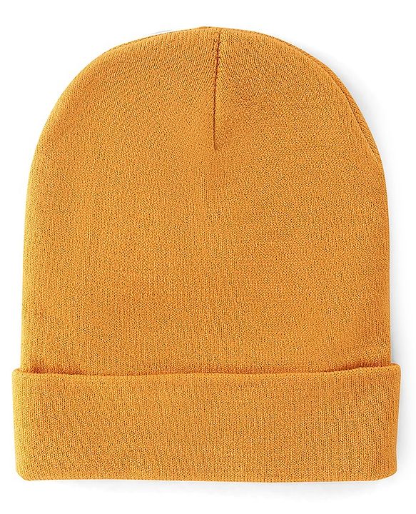 Pine Kids Knitted Solid Design Monkey Cap Navy Mustard Yellow - Diameter 11.5 cm