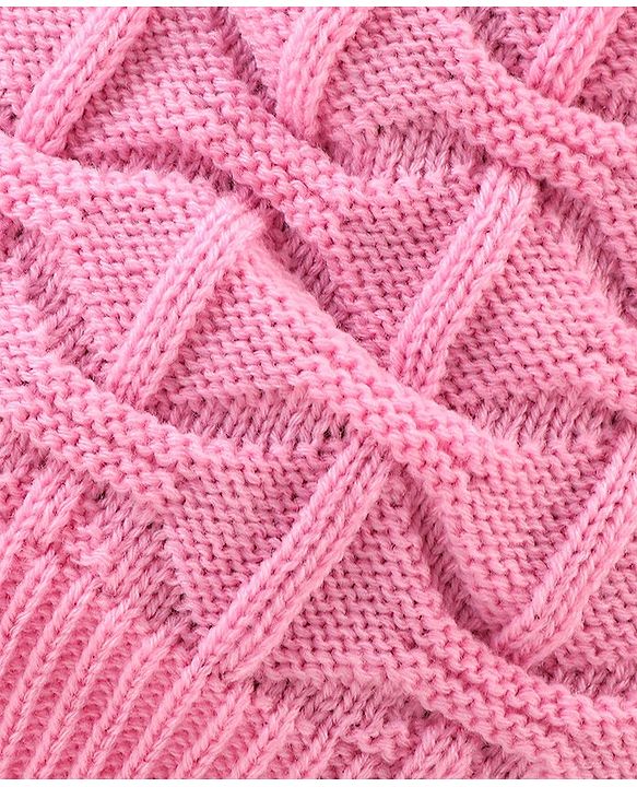 Pine Kids Knitted Cable Knit Design Woolen Cap Pink - Diameter 13 cm
