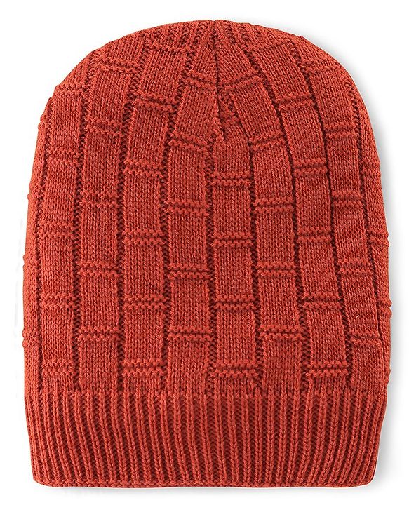 Pine Kids Cable Knit  Woollen Cap Orange - Diameter 12 cm