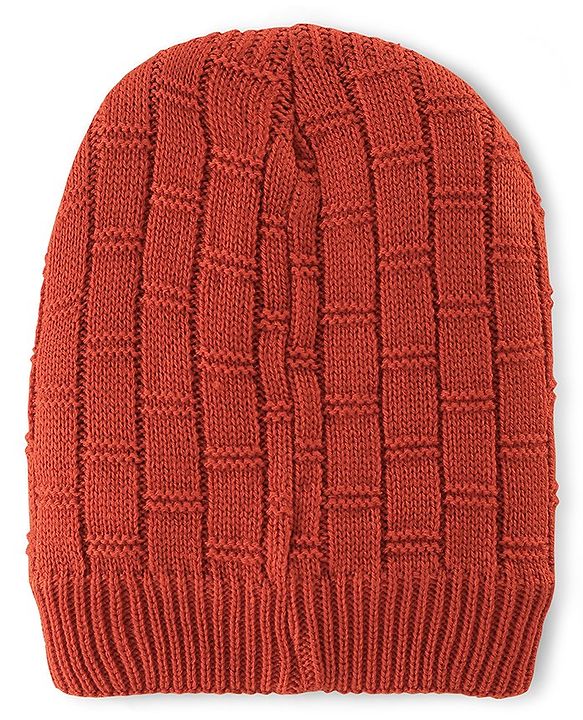 Pine Kids Cable Knit  Woollen Cap Orange - Diameter 12 cm