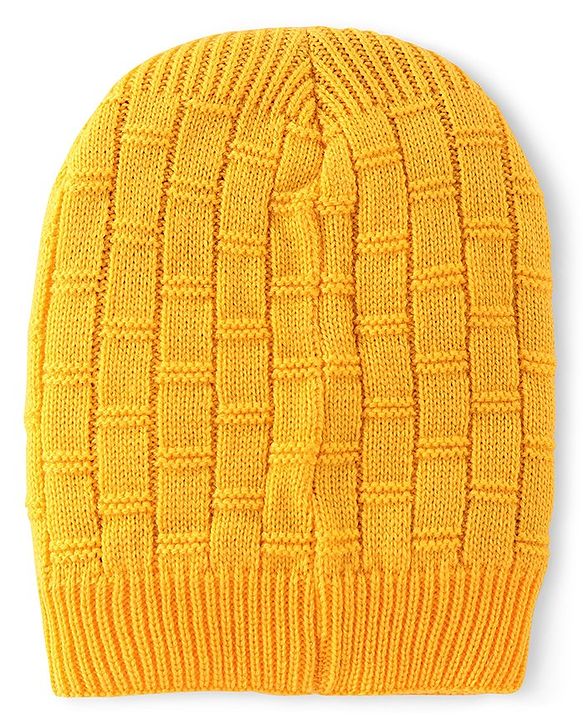 Pine Kids Cable Knit Woollen Cap Yellow - Diameter 14 cm