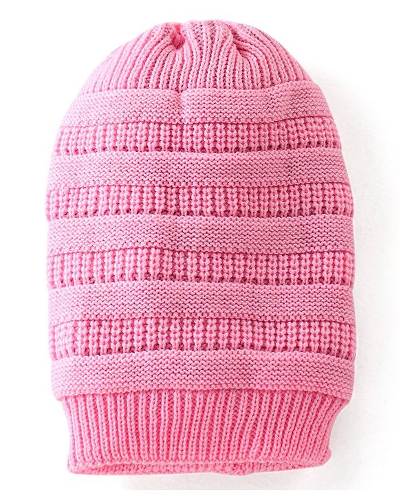 Pine Kids Knitted Woollen Cap Pink - Diameter 12.5 cm