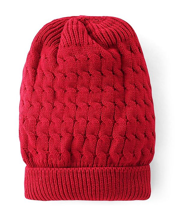Pine Kids Woollen Beanie Cap Maroon - Diameter 11.5 cm
