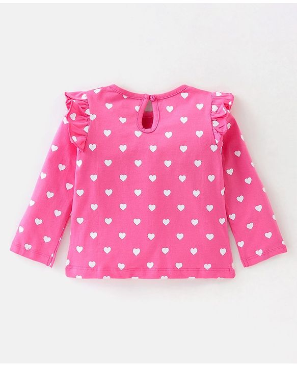 Babyhug 100% Cotton Knit Full Sleeves  Tops with Heart Graphics Pack of 3 -Multicolour
