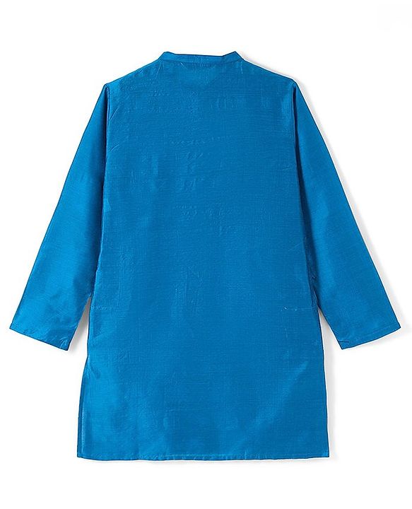 Pine Kids Full Sleeves Kurta Pyjama Set with Printed Bandi - Blue