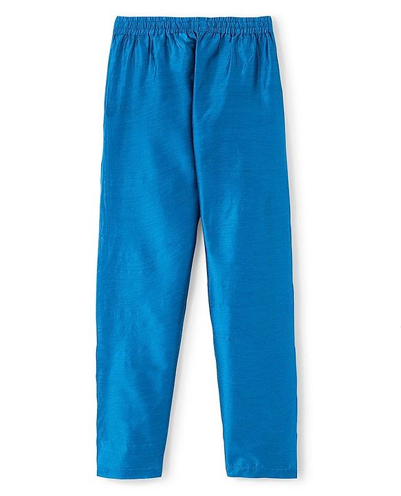 Pine Kids Full Sleeves Kurta Pyjama Set with Printed Bandi - Blue