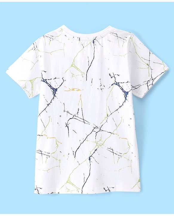 Pine Kids Half Sleeves Text Print Bio Washed T-Shirt - White