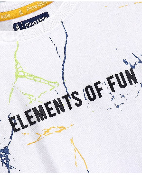 Pine Kids Half Sleeves Text Print Bio Washed T-Shirt - White
