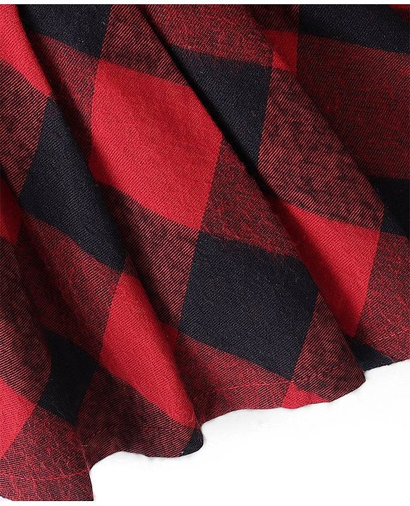 Babyhug Rayon Woven Mid Thigh Length Checks Skirt with Lining - Red
