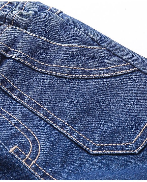 Babyhug Cotton Spandex Full Length Solid Stretchable Jogger - Blue