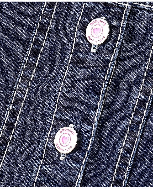 Babyhug Full Sleeves Denim Jacket With Pockets Unicorn Sequins - Blue