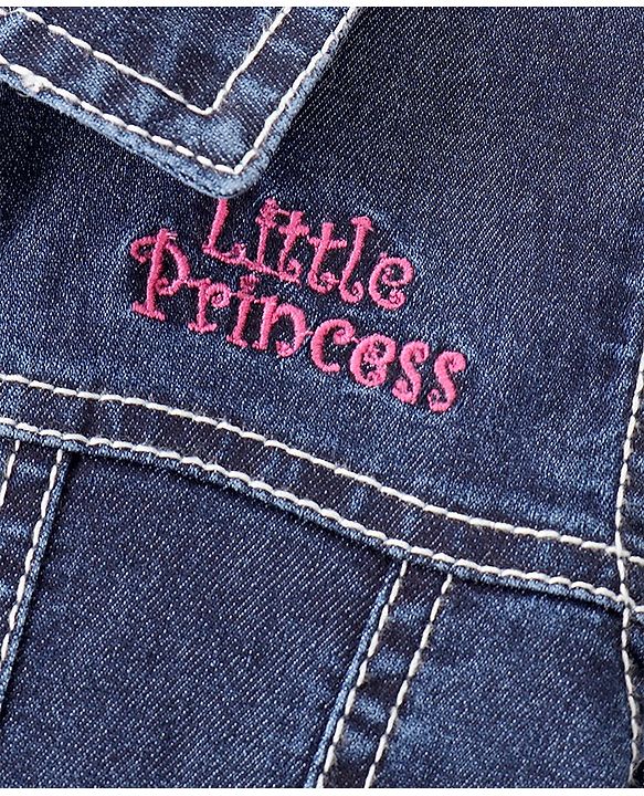 Babyhug Full Sleeves Denim Jacket With Pockets Unicorn Sequins - Blue