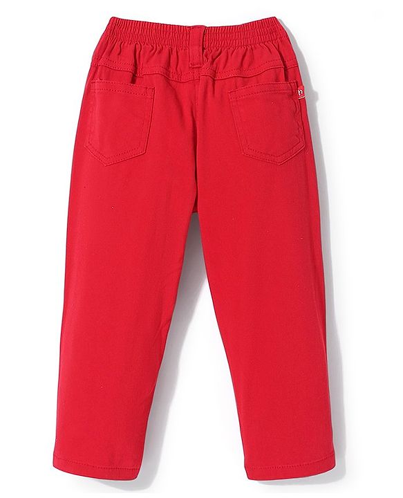Babyhug Cotton Woven Full Length Trousers with Stretch Solid Color - Navy Blue