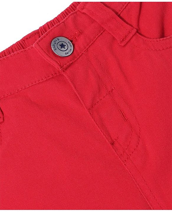 Babyhug Cotton Woven Full Length Trousers with Stretch Solid Color - Navy Blue