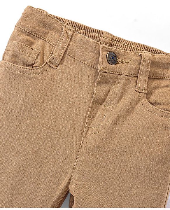 Babyhug Cotton Woven Full Length Trousers with Stretch Solid Color - Navy Blue