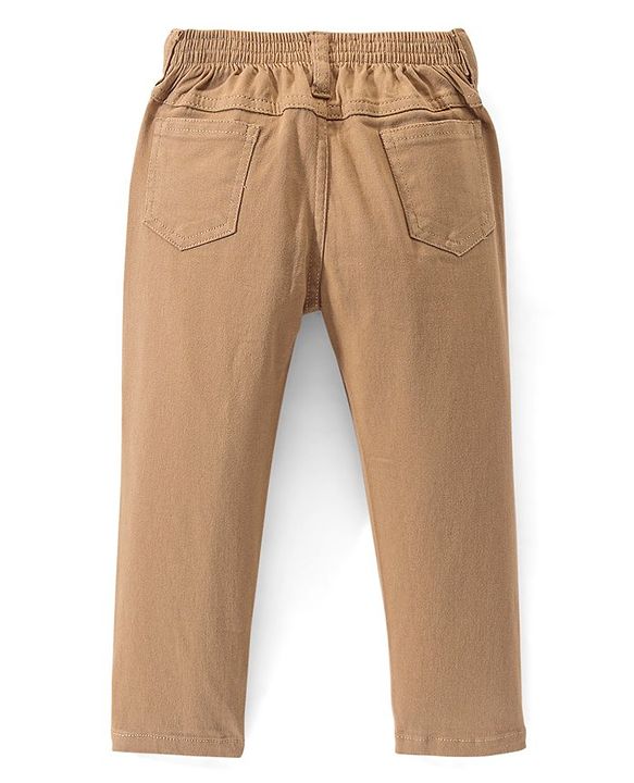Babyhug Cotton Woven Full Length Trousers with Stretch Solid Color - Navy Blue