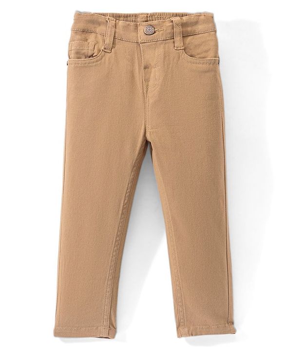 Babyhug Cotton Woven Full Length Trousers with Stretch Solid Color - Navy Blue