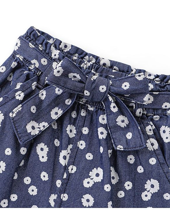 Babyhug Cotton Ankle Length Culottes Floral Printed - Blue
