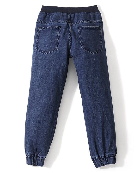 Babyhug Denim Full Length With Stretch Jogger - Dark Blue