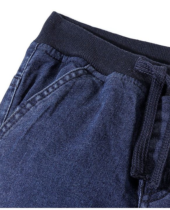 Babyhug Denim Full Length With Stretch Jogger - Dark Blue