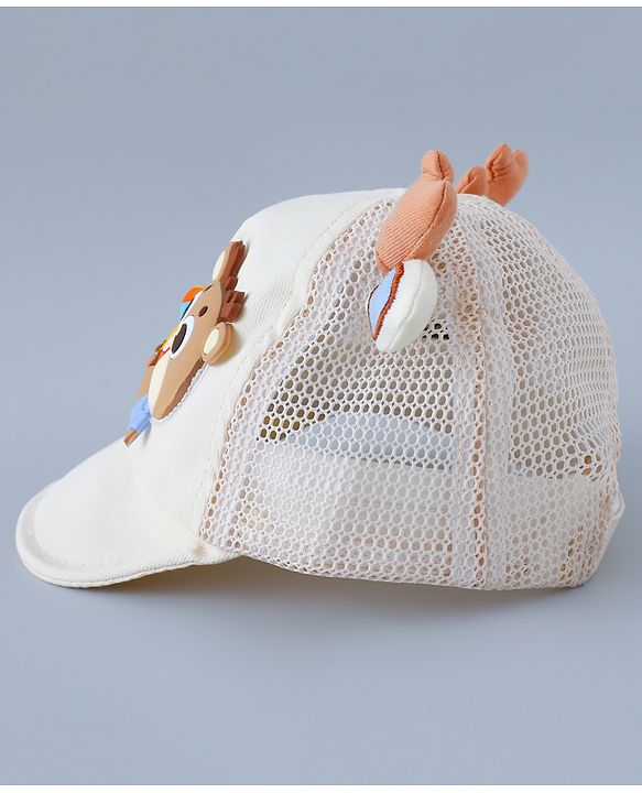 Babyhug Free Size Baseball Summer Cap with Reindeer Applique - Beige(Text on the cap may vary)