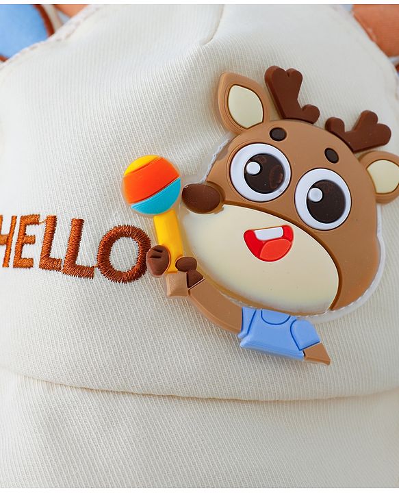 Babyhug Free Size Baseball Summer Cap with Reindeer Applique - Beige(Text on the cap may vary)
