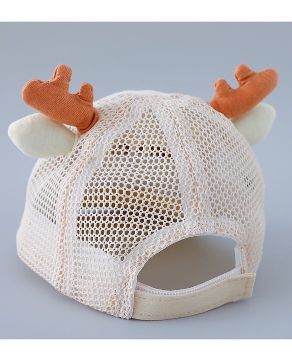 Babyhug Free Size Baseball Summer Cap with Reindeer Applique - Beige(Text on the cap may vary)
