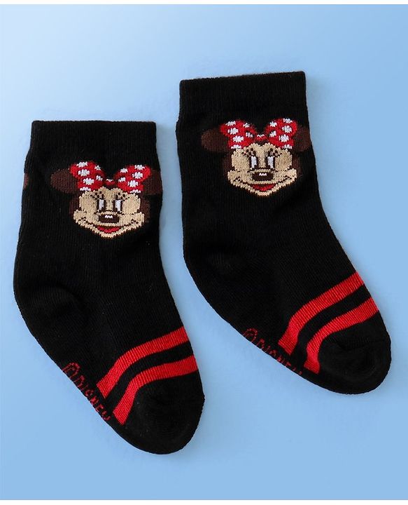 Cute Walk Disney By Babyhug Anti Bacterial Ankle Length Socks Minnie Mouse Design Pack Of 3 - Multicolour